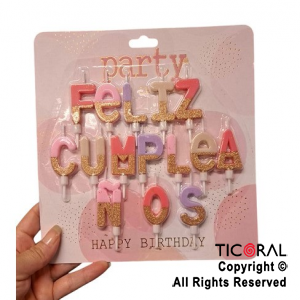 VELAS FRASE FELIZ CUMPLEAOS MULTICOLOR 4 CM (U22-526) x 1